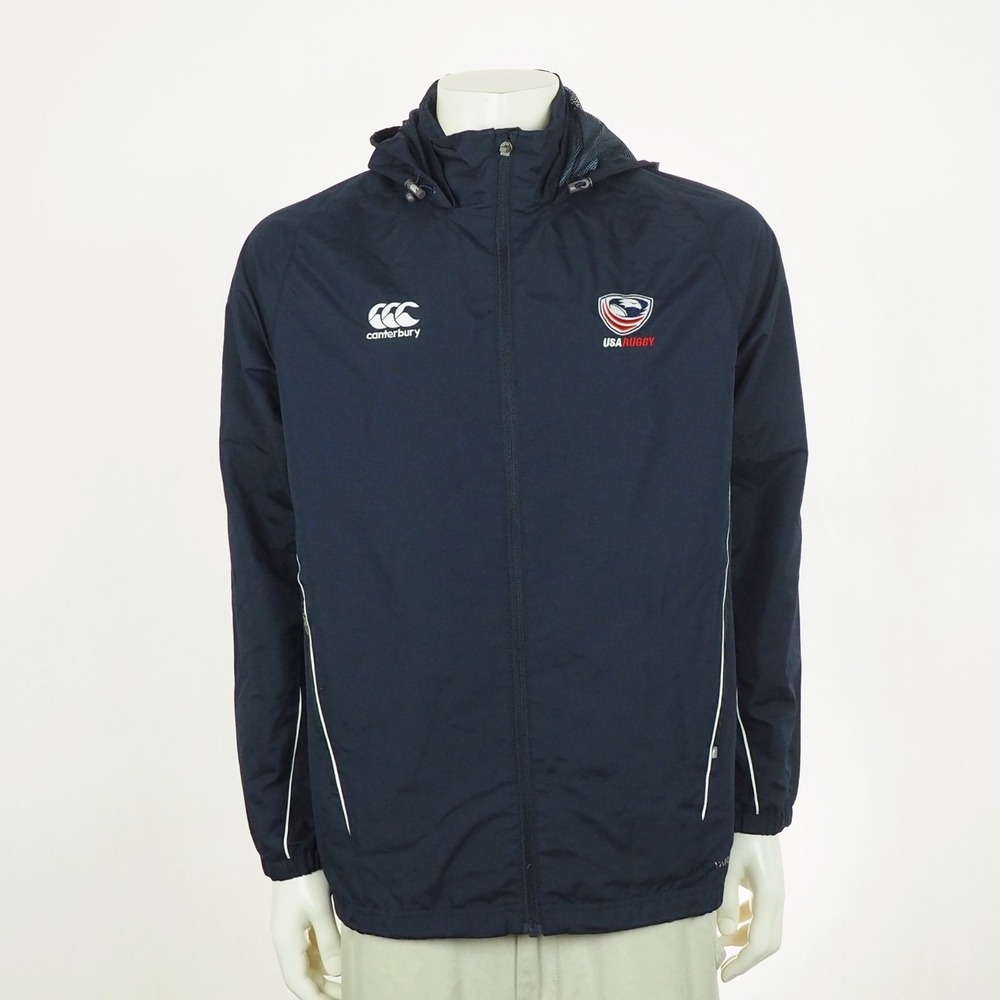 Canterbury Team USA Rugby Windbreaker Jacket Mens Small Blue Full-Zip Hooded